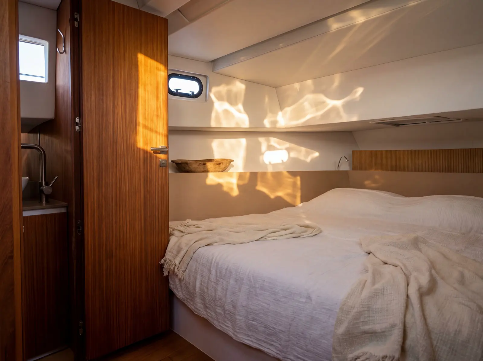 The bow double cabin, natural light