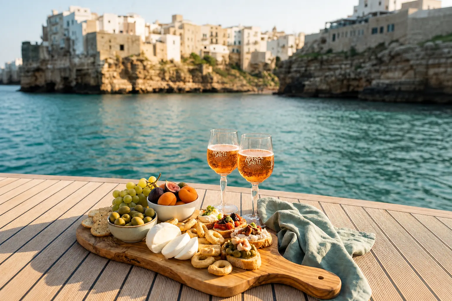 La Giornata — lunch laid out at anchor